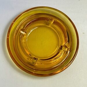 Vintage Amber Round Glass Ashtray